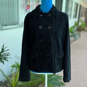 Vintage Corduroy Gap Women’s Pea Coat Blazer Black Size Medium y2k